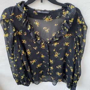 Zara Black Floral Top
